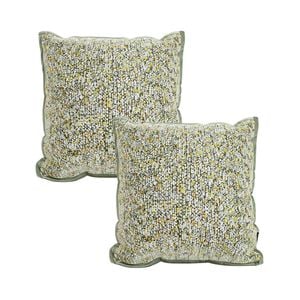 SOGA 2X Woven Cushion 45cm Green Yellow Multi-Color Textured Decorative Throw Pillow
