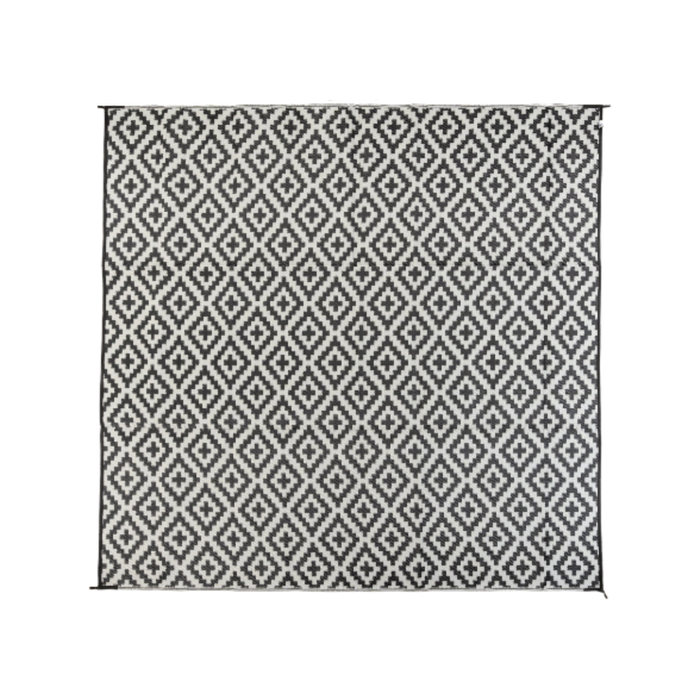 Outdoor Rug / Camping Mat - Diamond Black And Grey Square