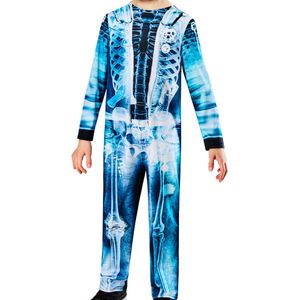 Neon Blue Boys X-ray Skeleton Halloween Costume - 5-6