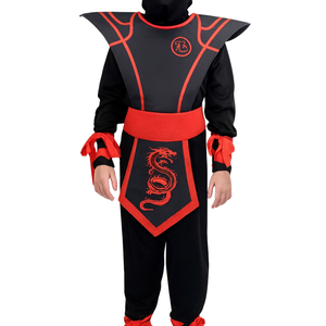Kids Ninjas Warrior Assassin Suit Halloween Party Cosplay Costume in Red / Black 6-9 Years 115-135cm Height