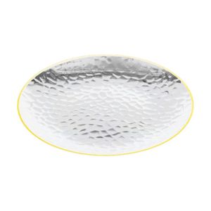 6x 10pc Partyware Heavy Duty Dimple Plates Set W/ Gold Rim 230mm Clear
