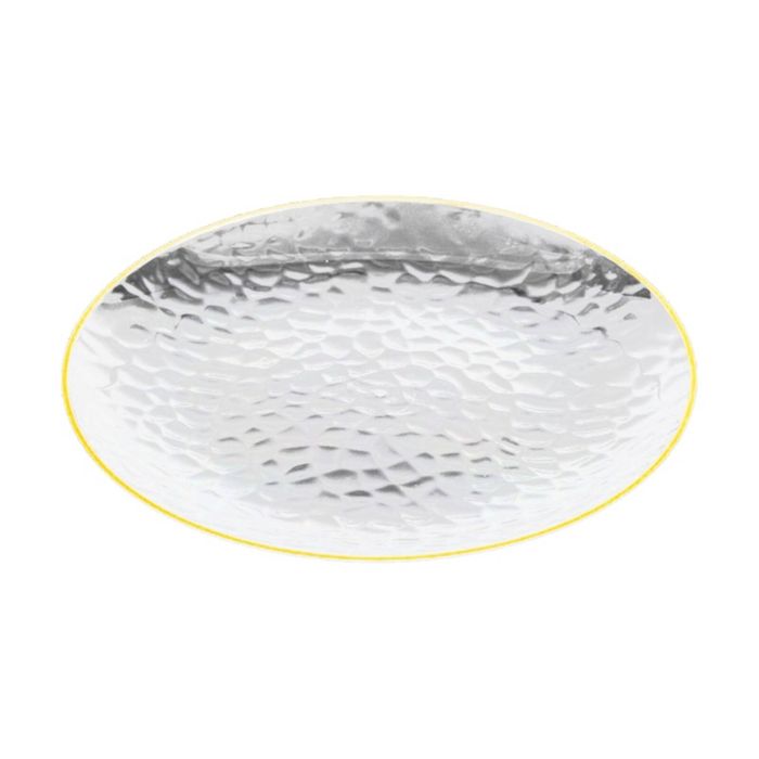 6x 10pc Partyware Heavy Duty Dimple Plates Set W/ Gold Rim 230mm Clear