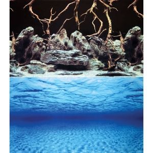 Aqua One Background Sea View/Rock & Wood Double Sided 60cm (Per Metre) (10517)