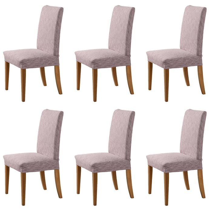 Sherwood Faux Linen Stretch Fit Chair Cover Rose 6 Pack