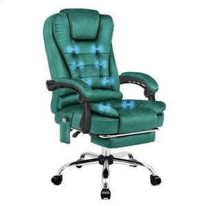 ALFORDSON Massage Office Chair Heated Seat Velvet Green