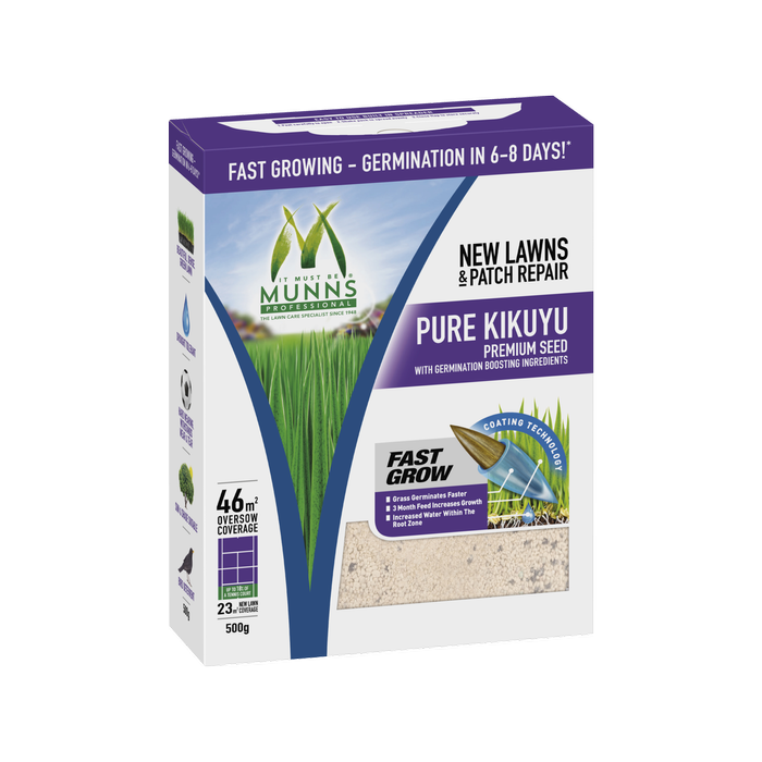 Munns Professional 500g Pure Kikuyu Lawn Seed