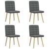 vidaXL Grid-Tufted Dining Chairs 4 pcs Dark Grey Fabric Wooden Legs 45 x 54 x 86 cm