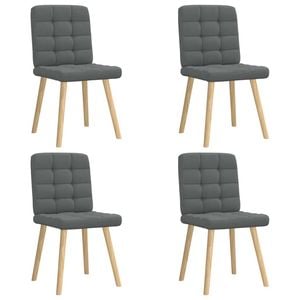 vidaXL Grid-Tufted Dining Chairs 4 pcs Dark Grey Fabric Wooden Legs 45 x 54 x 86 cm