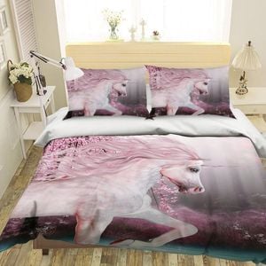 3D Peach Blossom Unicorn 047 Bedding Set Pillowcases Quilt Duvet Cover Set Queen King