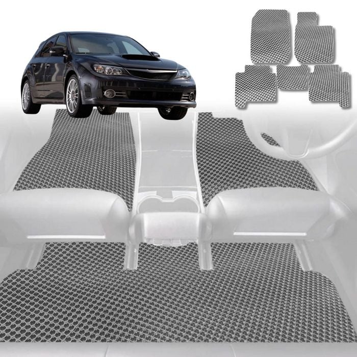 6D Diamond Car Floor Mats for Subaru WRX 2008-2014-Full Set-Grey-Outback GT