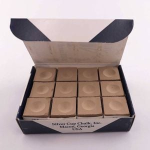 Silver Cup Light Brown Billiards Chalk Set 12 Pieces per Pack