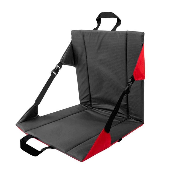 Catzon Portable Seat Cushion with Backrest Foldable for Camping-Grey Red