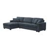 Corner Sofa Chaise Polyester Fabric Multilayer Two Pillows in Charcoal Colour