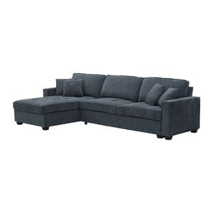 Corner Sofa Chaise Polyester Fabric Multilayer Two Pillows in Charcoal Colour