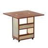 Lauft Folding Bamboo Wood Kitchen Side Table w/ Shelves, Rolling End Table