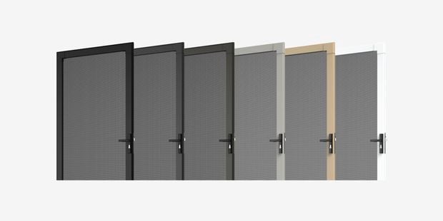 Profiles of Adjusta-fit security doors in various colours