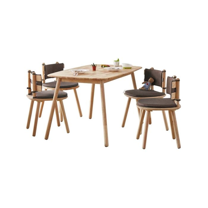 Natural Signature 1350mm 4 Seater Subway 5 Piece Dining Set with Cosmo Brown Seat Fabric