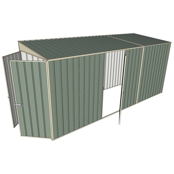 Build-a-Shed 1.5 x 4.5 x 2m Single Hinged Side Door Skillion Shed - Green