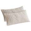 Dreamaker Rumi Washed Cotton King Pillowcase Twin Pack White with Rust Stripe