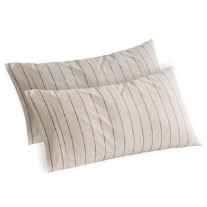 Dreamaker Rumi Washed Cotton King Pillowcase Twin Pack White with Rust Stripe