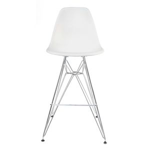 Sk Designer Living | Replica Eames Dsr Stool | Plastic & Chrome - White