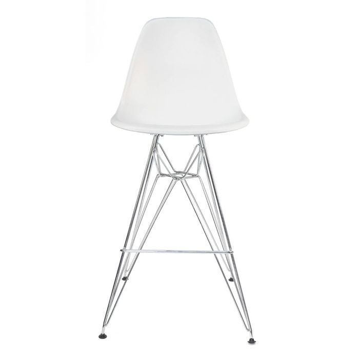 Sk Designer Living | Replica Eames Dsr Stool | Plastic & Chrome - White