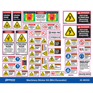 Pinnacle Mini Excavator Under 8T Machinery Sticker Kit