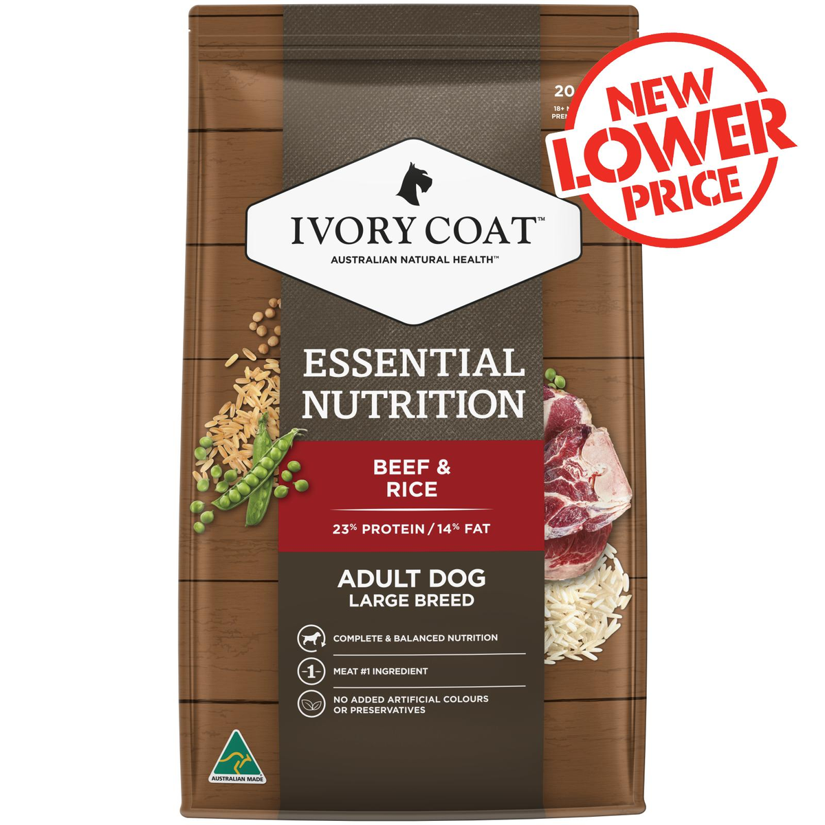 Ivory Coat Essential 20kg Beef And Rice Large Breed Adult Dog Dry Food Bunnings Australia