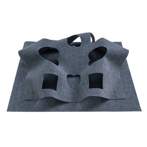 Costway Interactive Foldable Cat Tunnel 120 x 90cm Rectangular Large Enrichment Play Felt Mat-Grey