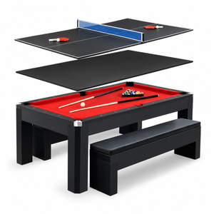 Topone Majestic 3-in-1 Pool Table 7ft | Dining & Table Tennis Combo With Benches