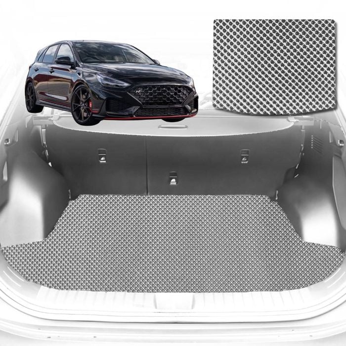 6D Diamond Car Boot Mat for Hyundai i30 N Hatch Fastback2021-Current-Cargo Mat-Grey-Outback GT