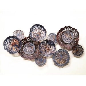 P&P Blue Purple Modern Metal Wall Art - Abstract Floral Circles Sculpture for Home Décor