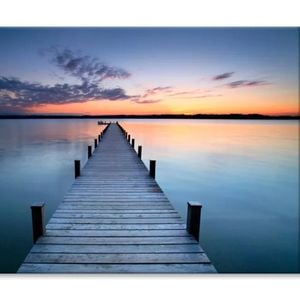 Woman Meditating at End of The Jetty  Print 100% Australian Made 120 x 90cm  (Stretched)