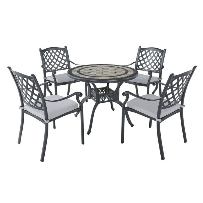 FurnitureOkay Orlando-Athens 5-Piece Cast Aluminium Outdoor Dining Setting