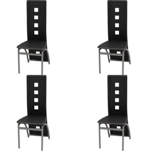 vidaXL Dining Chairs 4 pcs Black Faux Leather