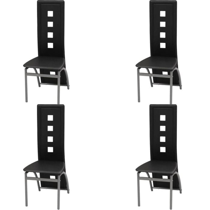 vidaXL Dining Chairs 4 pcs Black Faux Leather
