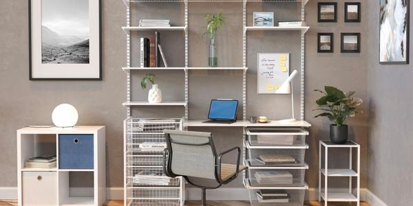Double slot shelf in white colour.