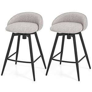 Costway 2x Swivel Bar Stools Dining Chairs Grey 63cm