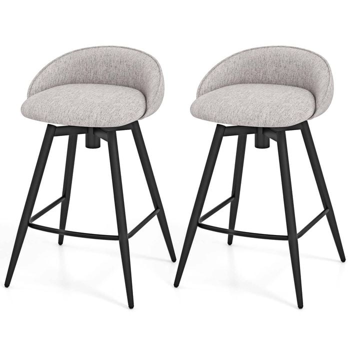 Costway 2x Swivel Bar Stools Dining Chairs Grey 63cm