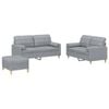 vidaXL Sofa Set with Pillows 2-Seater Sofa Couch 3 Piece Light Grey Fabric