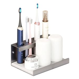 Catzon Self Adhesive Electric Toothbrush Holder 4 Slots Diatomite Dish-grey