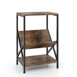 Costway 3-Tier Side Table Record Player Stand w/Magazine Holder&Open Shelves