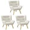 Oikiture 3x Armchair Accent Chairs Sherpa White