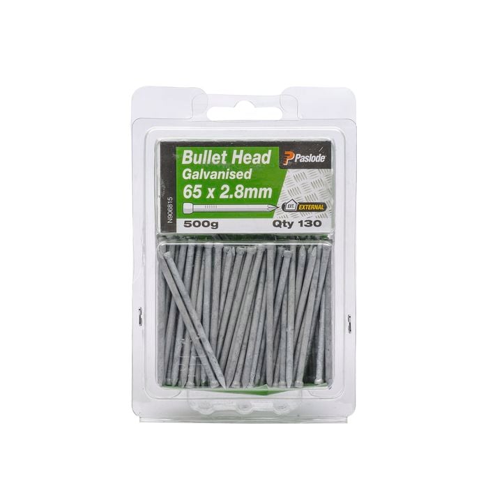 Paslode 65 x 2.8mm 500g Galvanised Bullet Head Nails - 130 Pack
