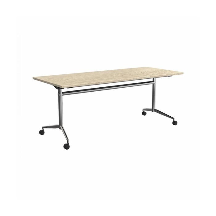 Olg Uniflip Table Chrome Frame Nordic Maple Top 1200mm Diameter