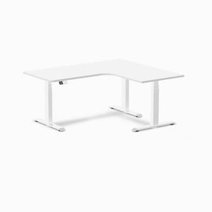 Desky L-shape Sit To Stand White Melamine Desk 1600x1400mm - Right Return Height Adjustable White Leg