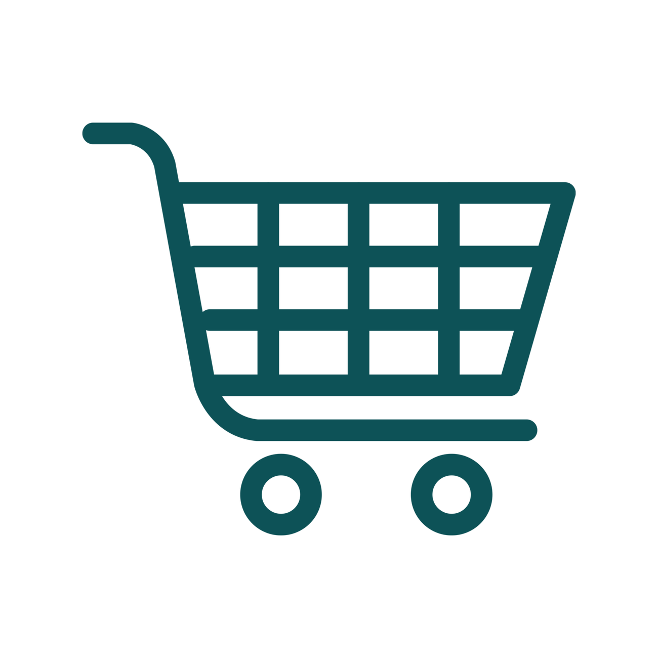 Green icon of a shopping trolley.