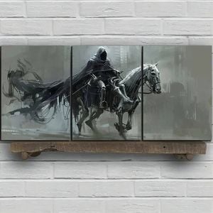 3pcs Knight Horse Black & Grey Print 100% Australian Made 3 x 40x60cm (Metal Print)