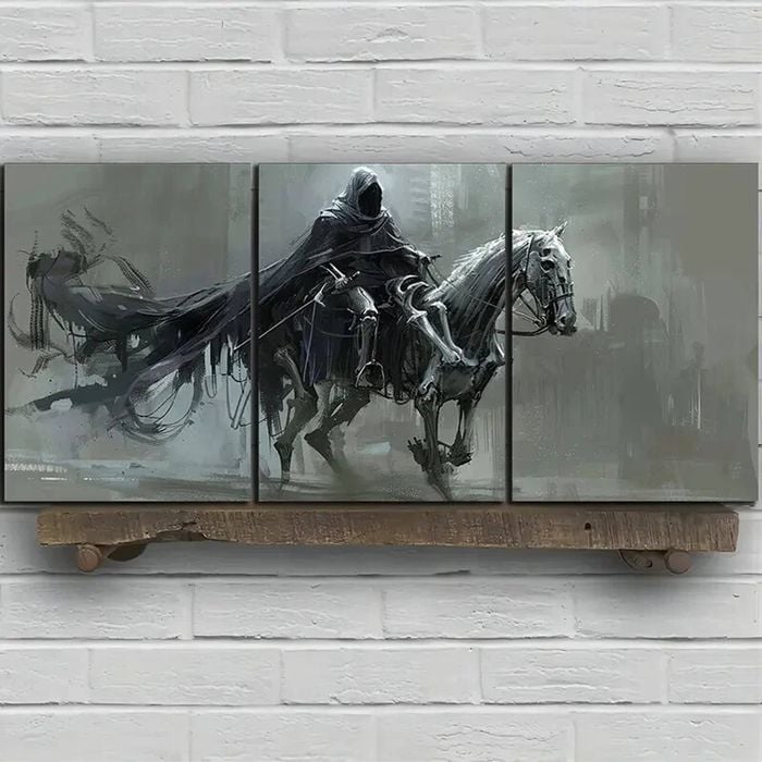 3pcs Knight Horse Black & Grey Print 100% Australian Made 3 x 40x60cm (Metal Print)