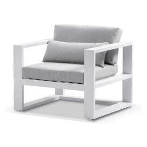 Santorini 1 Seater Outdoor Aluminium Arm Chair -White Grey